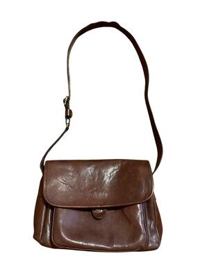 Vintage Valentina Italian Leather Shoulder Crossbody Bag Purse Adjustable Strap